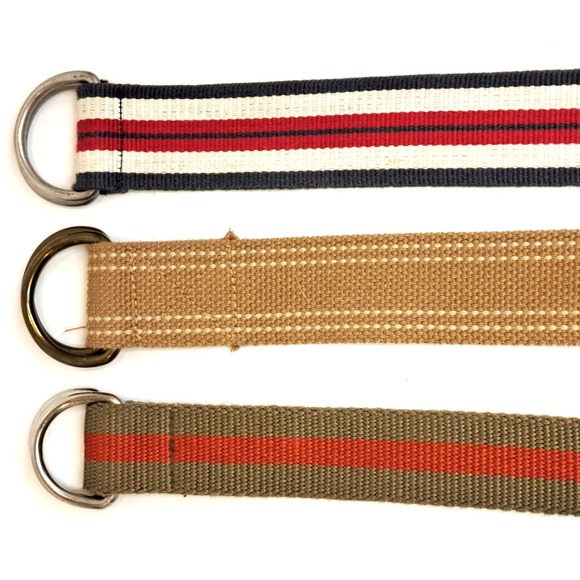 Canvas Belts Lot Of 3 Mens Belt Casual Retro Outdoors Preppy Classic Striped - Picture 4 of 8